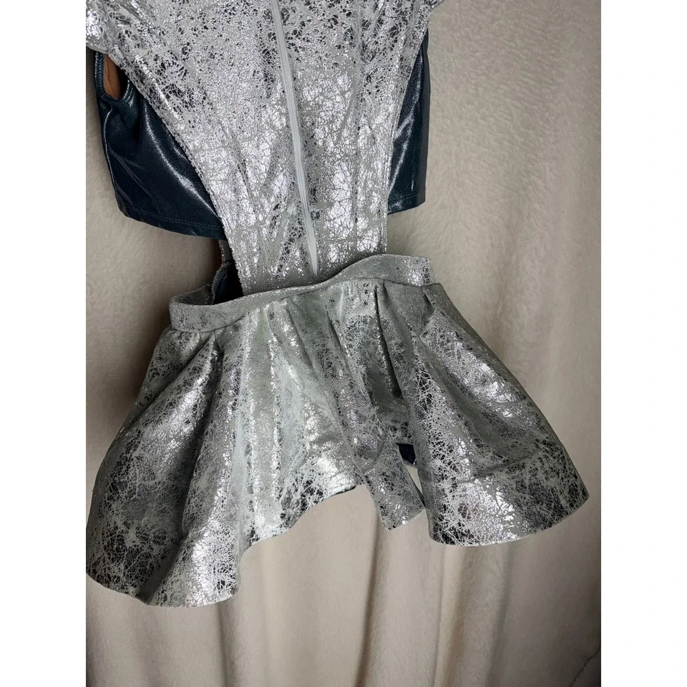 Tenth House Silver Metallic Cracked Foil Dance Costume Dress LC Kids